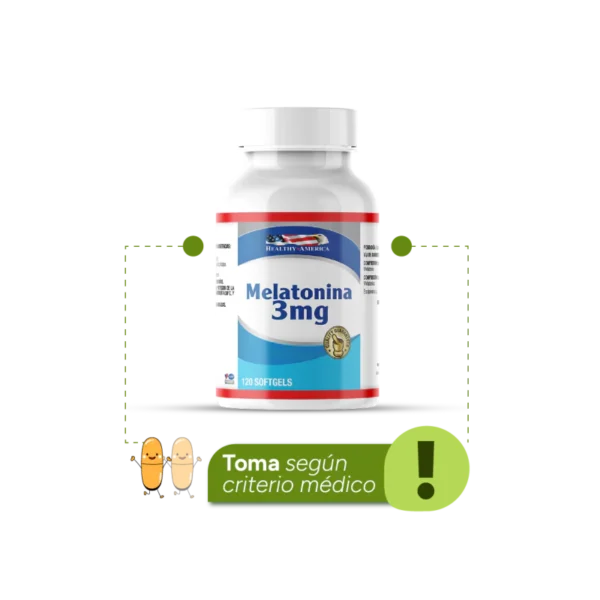 Melatonina 3 mg Healthy America – 120 tabletas/cápsulas blandas (HA)