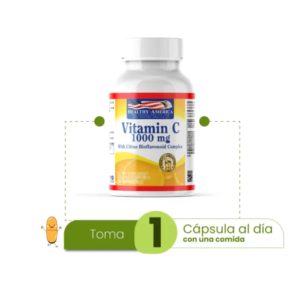 Vitamina C 1000 mg + Bioflavonoides Healthy America – 100 cápsulas