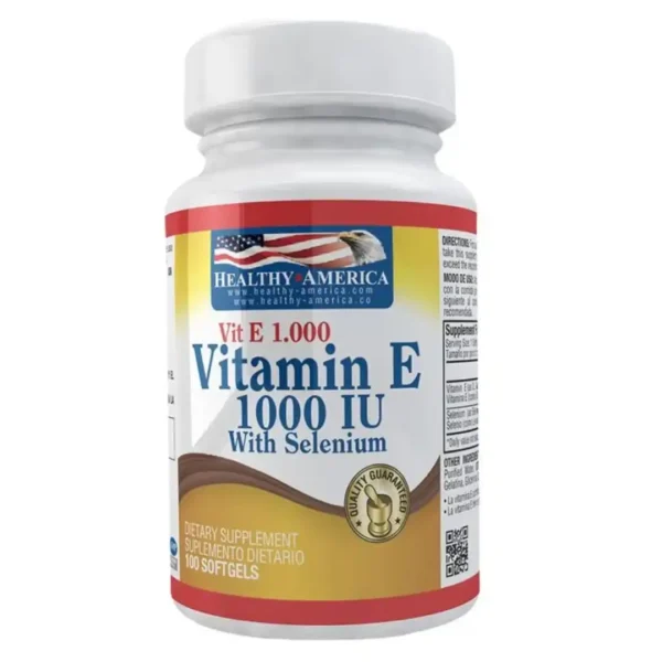 Vitamina E 1000 IU + Selenio Healthy America – 100 softgels